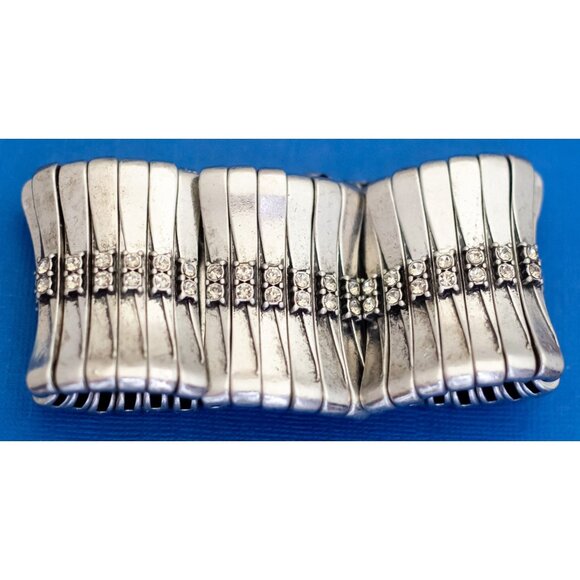 7 inch, Vintage Rectangular Silver Tone Links Bangle - DX9 - Picture 2 of 3